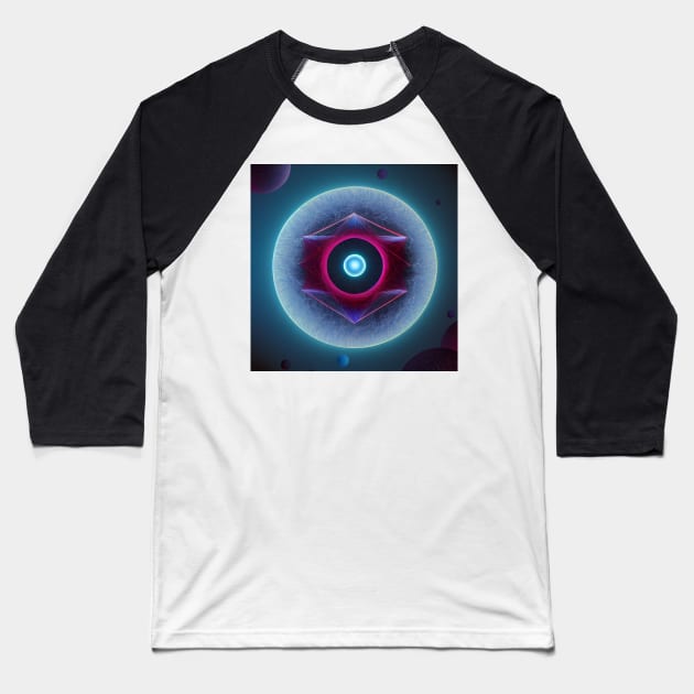 Sacred Geometry Space Eyeball Baseball T-Shirt by EverythingSings.Art